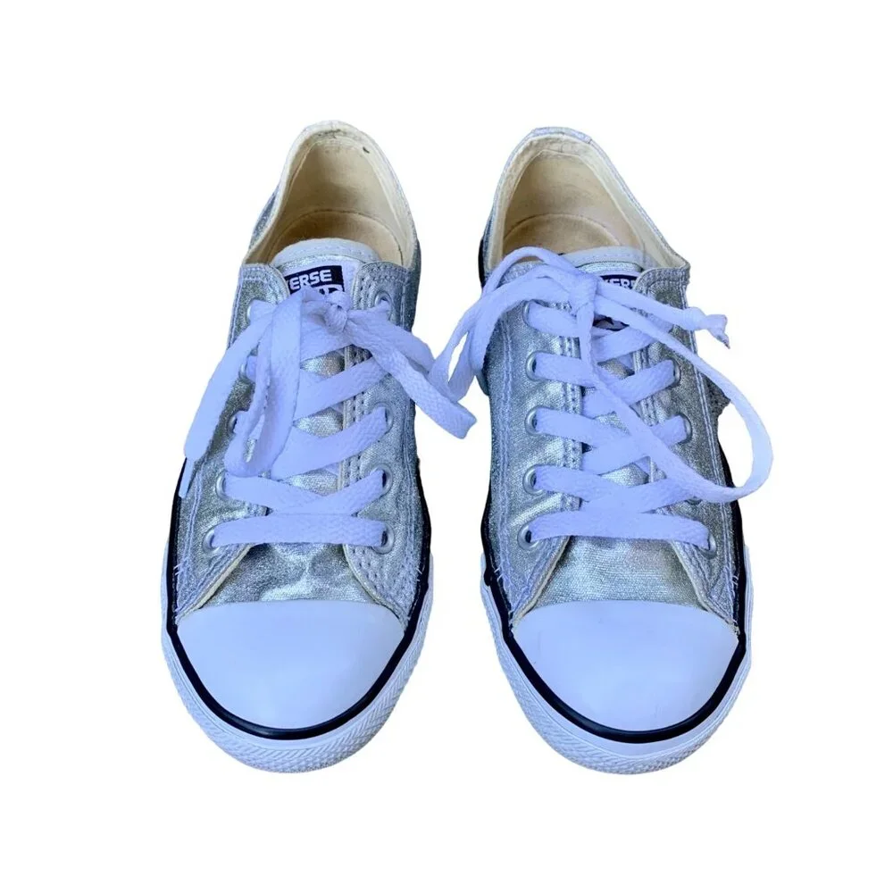 CONVERSE Silver Metallic Sneakers Womens 5 35.5 Chuck Taylor All Star Low Shoe - Picture 1 of 11